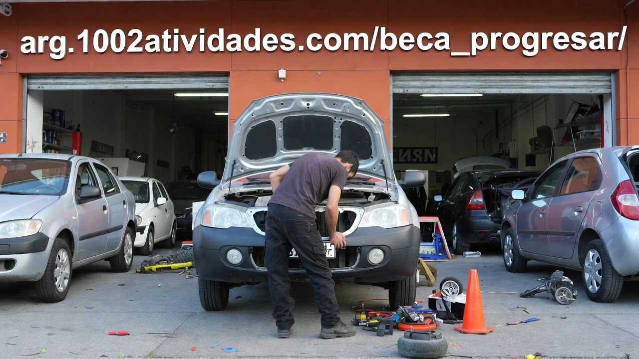 Um homem trabalhando como mec&acirc;nico. 